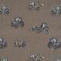 Preview: Baumwolljersey Trecker Traktoren auf taupe braun